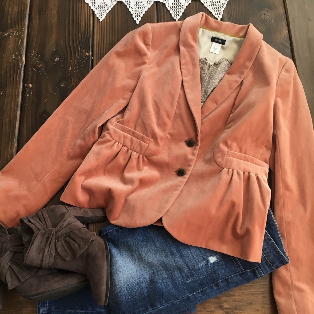 J Crew Eden Velvet Blazer Apricot color Size 10